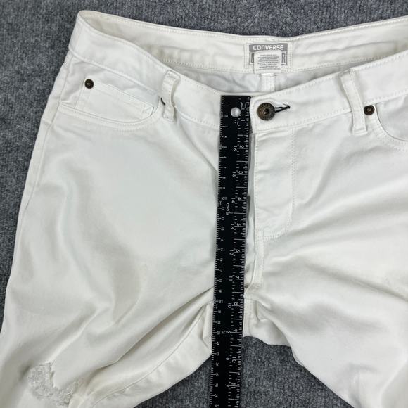Converse One Star Jeans Womens Size 6 White Distressed Skinny Zip Ankle Casual - Picture 5 of 9